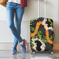 Aloha Festive Hawaii Luggage Cover Mokihana - Maile and Ilima on Black LT7 - Polynesian Pride