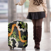 Aloha Festive Hawaii Luggage Cover Mokihana - Maile and Ilima on Black LT7 - Polynesian Pride