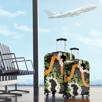 Aloha Festive Hawaii Luggage Cover Mokihana - Maile and Ilima on Black LT7 - Polynesian Pride