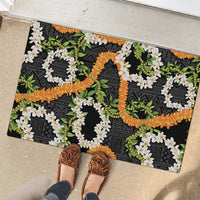Aloha Festive Hawaii Rubber Doormat Mokihana - Maile and Ilima on Black LT7 - Polynesian Pride