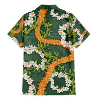 Aloha Festive Hawaii Family Matching Mermaid Dress and Hawaiian Shirt Mokihana - Maile and Ilima on Forest Green - Polynesian Pride