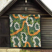 Aloha Festive Hawaii Quilt Mokihana - Maile and Ilima on Forest Green - Polynesian Pride