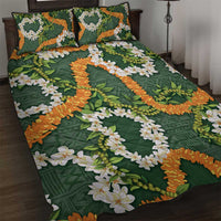 Aloha Festive Hawaii Quilt Bed Set Mokihana - Maile and Ilima on Forest Green LT7 Forest Green - Polynesian Pride