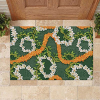 Aloha Festive Hawaii Rubber Doormat Mokihana - Maile and Ilima on Forest Green LT7 Forest Green - Polynesian Pride