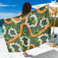 Aloha Festive Hawaii Sarong Mokihana - Maile and Ilima on Forest Green - Polynesian Pride