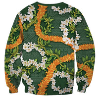 Aloha Festive Hawaii Sweatshirt Mokihana - Maile and Ilima on Forest Green LT7 - Polynesian Pride