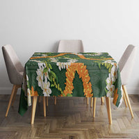 Aloha Festive Hawaii Tablecloth Mokihana - Maile and Ilima on Forest Green - Polynesian Pride