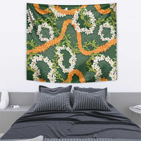 Aloha Festive Hawaii Tapestry Mokihana - Maile and Ilima on Forest Green - Polynesian Pride
