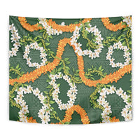 Aloha Festive Hawaii Tapestry Mokihana - Maile and Ilima on Forest Green - Polynesian Pride