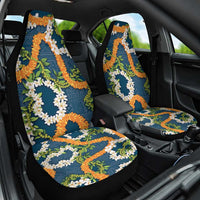 Aloha Festive Hawaii Car Seat Cover Mokihana - Maile and Ilima on Navy Blue LT7 One Size Navy Blue - Polynesian Pride