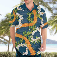 Aloha Festive Hawaii Hawaiian Shirt Mokihana - Maile and Ilima on Navy Blue - Polynesian Pride
