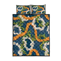 Aloha Festive Hawaii Quilt Bed Set Mokihana - Maile and Ilima on Navy Blue LT7 - Polynesian Pride