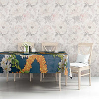 Aloha Festive Hawaii Tablecloth Mokihana - Maile and Ilima on Navy Blue - Polynesian Pride