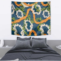 Aloha Festive Hawaii Tapestry Mokihana - Maile and Ilima on Navy Blue - Polynesian Pride