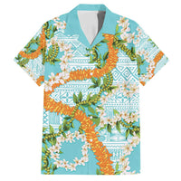 Aloha Festive Hawaii Family Matching Summer Maxi Dress and Hawaiian Shirt Mokihana - Maile and Ilima on Turquoise - Polynesian Pride