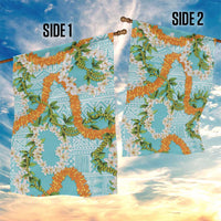 Aloha Festive Hawaii Garden Flag Mokihana - Maile and Ilima on Turquoise - Polynesian Pride