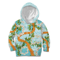 Aloha Festive Hawaii Kid Hoodie Mokihana - Maile and Ilima on Turquoise LT7 Hoodie Turquoise - Polynesian Pride