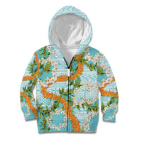 Aloha Festive Hawaii Kid Hoodie Mokihana - Maile and Ilima on Turquoise LT7 Zip Hoodie Turquoise - Polynesian Pride