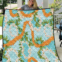 Aloha Festive Hawaii Quilt Mokihana - Maile and Ilima on Turquoise - Polynesian Pride