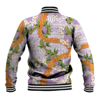 Aloha Festive Hawaii Baseball Jacket Mokihana - Maile and Ilima on Lilac LT7 - Polynesian Pride