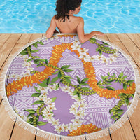 Aloha Festive Hawaii Beach Blanket Mokihana - Maile and Ilima on Lilac - Polynesian Pride
