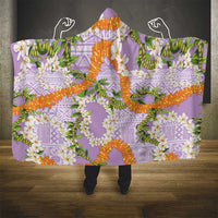 Aloha Festive Hawaii Hooded Blanket Mokihana - Maile and Ilima on Lilac LT7 - Polynesian Pride