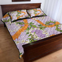 Aloha Festive Hawaii Quilt Bed Set Mokihana - Maile and Ilima on Lilac LT7 - Polynesian Pride