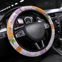 Aloha Festive Hawaii Steering Wheel Cover Mokihana - Maile and Ilima on Lilac - Polynesian Pride