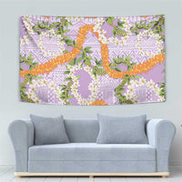 Aloha Festive Hawaii Tapestry Mokihana - Maile and Ilima on Lilac - Polynesian Pride