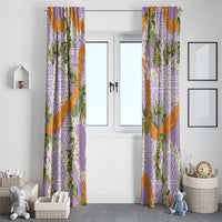 Aloha Festive Hawaii Window Curtain Mokihana - Maile and Ilima on Lilac - Polynesian Pride