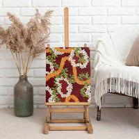 Aloha Festive Hawaii Canvas Wall Art Mokihana - Maile and Ilima on Crimson - Polynesian Pride