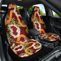 Aloha Festive Hawaii Car Seat Cover Mokihana - Maile and Ilima on Crimson LT7 One Size Crimson - Polynesian Pride
