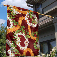 Aloha Festive Hawaii Garden Flag Mokihana - Maile and Ilima on Crimson - Polynesian Pride