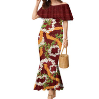 Aloha Festive Hawaii Mermaid Dress Mokihana - Maile and Ilima on Crimson LT7 Women Crimson - Polynesian Pride
