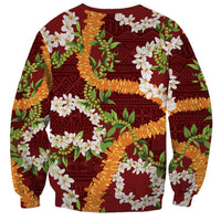 Aloha Festive Hawaii Sweatshirt Mokihana - Maile and Ilima on Crimson LT7 - Polynesian Pride