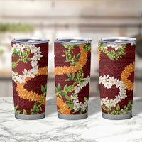 Aloha Festive Hawaii Tumbler Cup Mokihana - Maile and Ilima on Crimson - Polynesian Pride