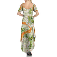 Aloha Festive Hawaii Family Matching Summer Maxi Dress and Hawaiian Shirt Mokihana - Maile Leis in Muted Summer - Polynesian Pride