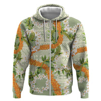 Aloha Festive Hawaii Hoodie Mokihana - Maile Leis in Muted Summer - Polynesian Pride