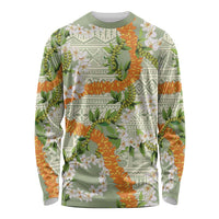 Aloha Festive Hawaii Long Sleeve Shirt Mokihana - Maile Leis in Muted Summer - Polynesian Pride