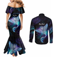Polynesian Tala Manta Ray Couples Matching Mermaid Dress and Long Sleeve Button Shirt Nowhere You Could Go That I Won't Be With You - Polynesian Pride
