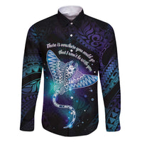 Polynesian Tala Manta Ray Family Matching Short Sleeve Bodycon Dress and Hawaiian Shirt Nowhere You Could Go That I Won't Be With You - Polynesian Pride