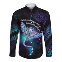 Polynesian Tala Manta Ray Long Sleeve Button Shirt Nowhere You Could Go That I Won't Be With You - Polynesian Pride
