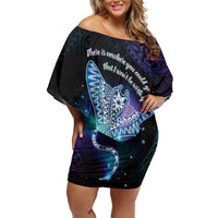Polynesian Tala Manta Ray Off Shoulder Short Dress Nowhere You Could Go That I Won't Be With You - Polynesian Pride