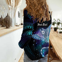 Polynesian Tala Manta Ray Women Casual Shirt Nowhere You Could Go That I Won't Be With You - Polynesian Pride