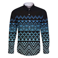 Maori Niho Taniwha Te Wheiao Family Matching Long Sleeve Bodycon Dress and Hawaiian Shirt Moana Blue - Polynesian Pride