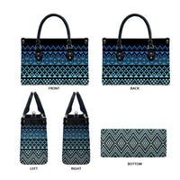 Maori Niho Taniwha Te Wheiao Leather Bag Moana Blue LT7 - Polynesian Pride