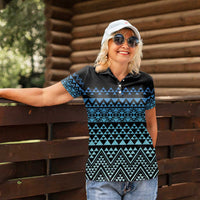 Maori Niho Taniwha Te Wheiao Women Polo Shirt Moana Blue - Polynesian Pride