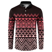 Maori Niho Taniwha Te Wheiao Button Sweatshirt Terracotta - Polynesian Pride