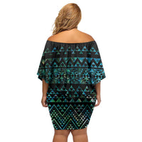 Maori Niho Taniwha Te Wheiao Family Matching Off Shoulder Short Dress and Hawaiian Shirt Paua Shell - Polynesian Pride