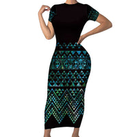 Maori Niho Taniwha Te Wheiao Family Matching Short Sleeve Bodycon Dress and Hawaiian Shirt Paua Shell - Polynesian Pride